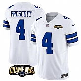 Men & Women & Youth Dallas Cowboys #4 Dak Prescott White 2023 F.U.S.E. NFC East Champions Patch Stitched Jersey,baseball caps,new era cap wholesale,wholesale hats